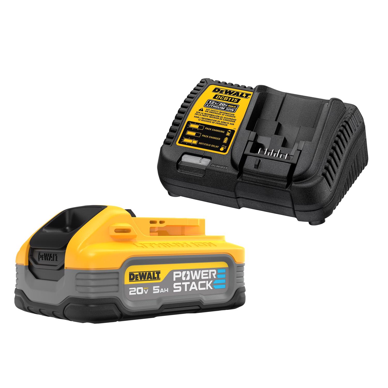 DW 20V MAX POWERSTACK DCBP520C 20 V 5 Ah Lithium-Ion Battery and Charger Starter Kit