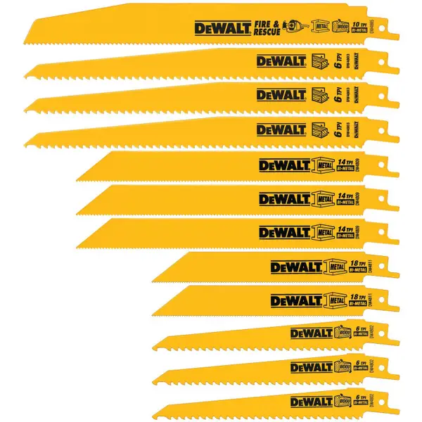 DEWALT 12 Piece Bi-Metal Reciprocating Saw Blade Set with Telescoping Case