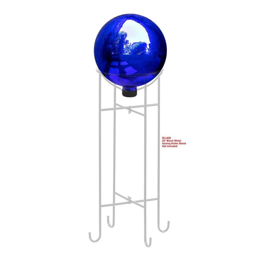 Alpine Corporation 10 in. Dia Indoor/Outdoor Glass Gazing Globe Festive Yard Decor, Blue GLB292BL