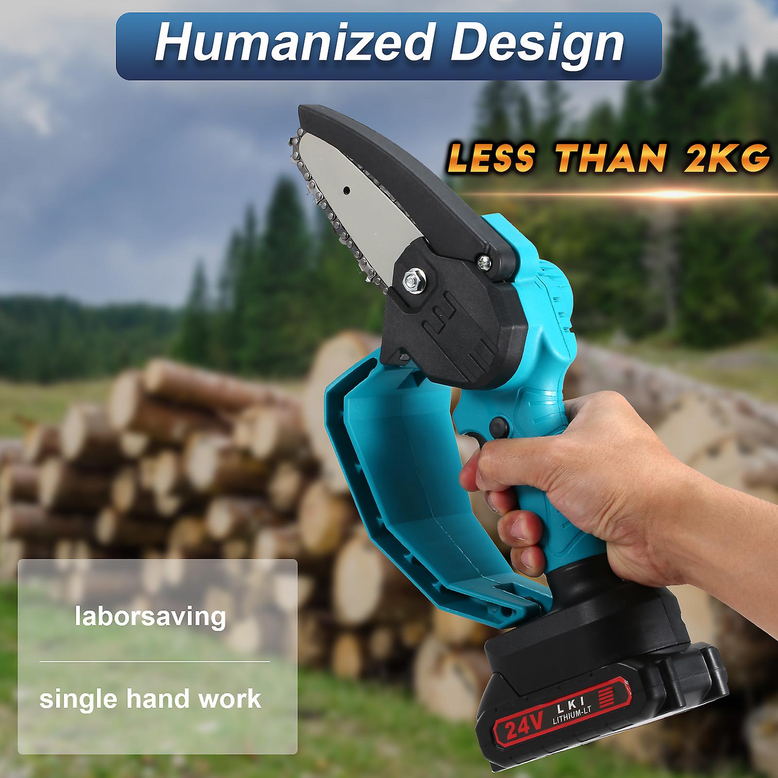 24v 4inch Portable Mini Electric Pruning Saw Rechargeable Small Wood Spliting Chainsaw One-handed Woodworking Tool For Garden Orchard Branch Clip No.2