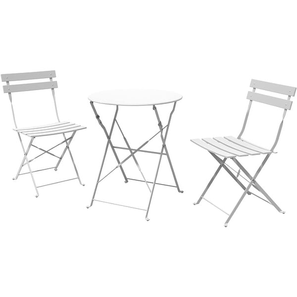 3Piece Bistro Set Folding Outdoor Furniture Sets with Premium Steel Frame Portable Design for Bistro and Balcony