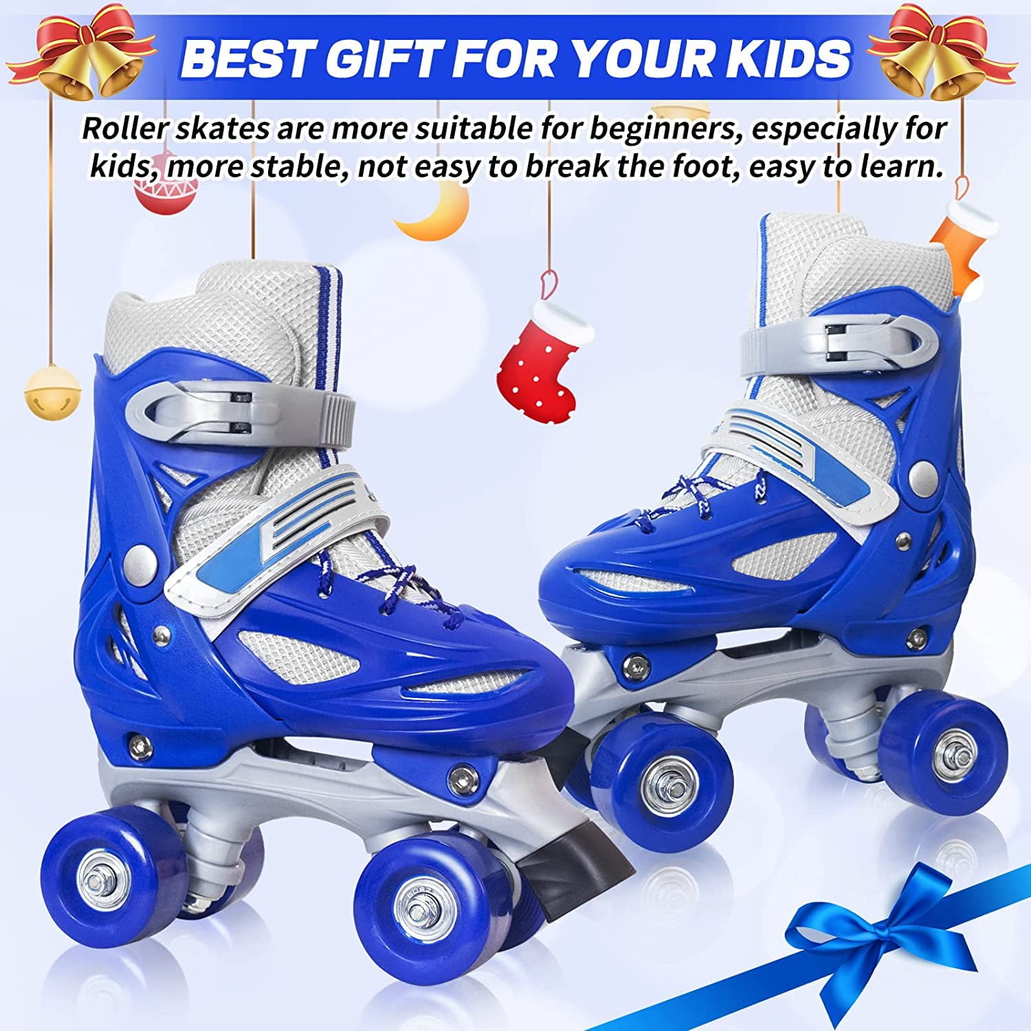 Nattork Kids Roller Skates for Girls Boys 4 Sizes Adjustable for Sports Toys