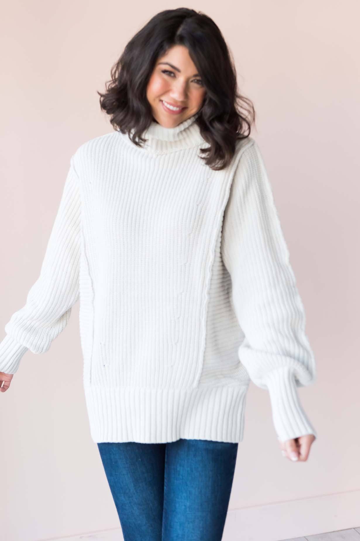 Taste of Fall Chunky Turtleneck modest Sweater