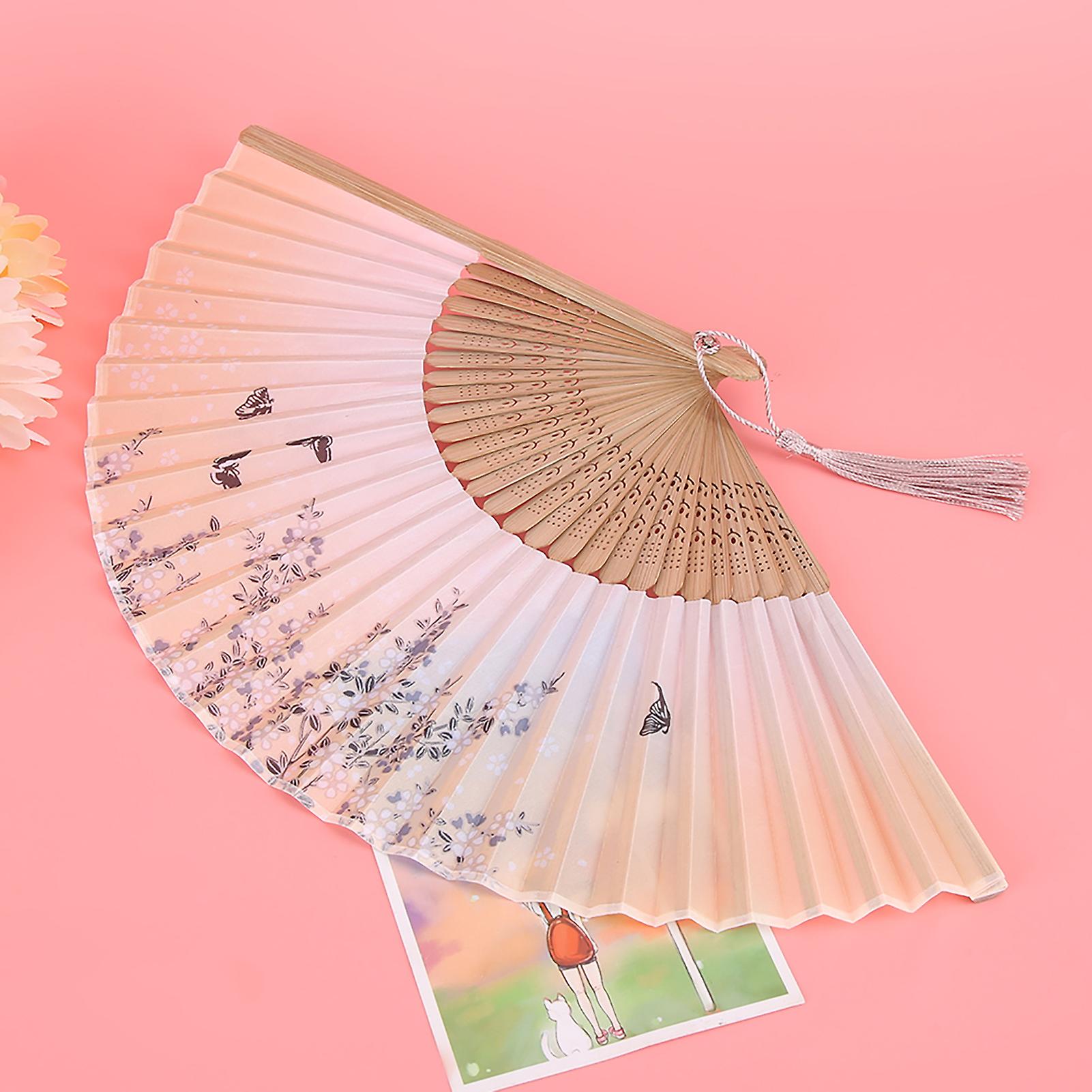 Folding Bamboo Hand Tassels Fan Summer Hot Day Cooling Tool Prop Gift Decorationtype 2