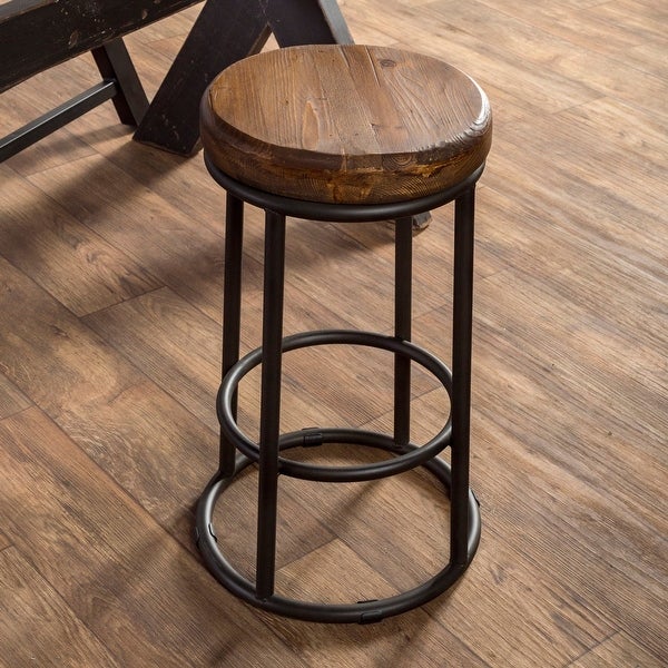 Carbon Loft Horseshoe Reclaimed Wood and Iron Stool