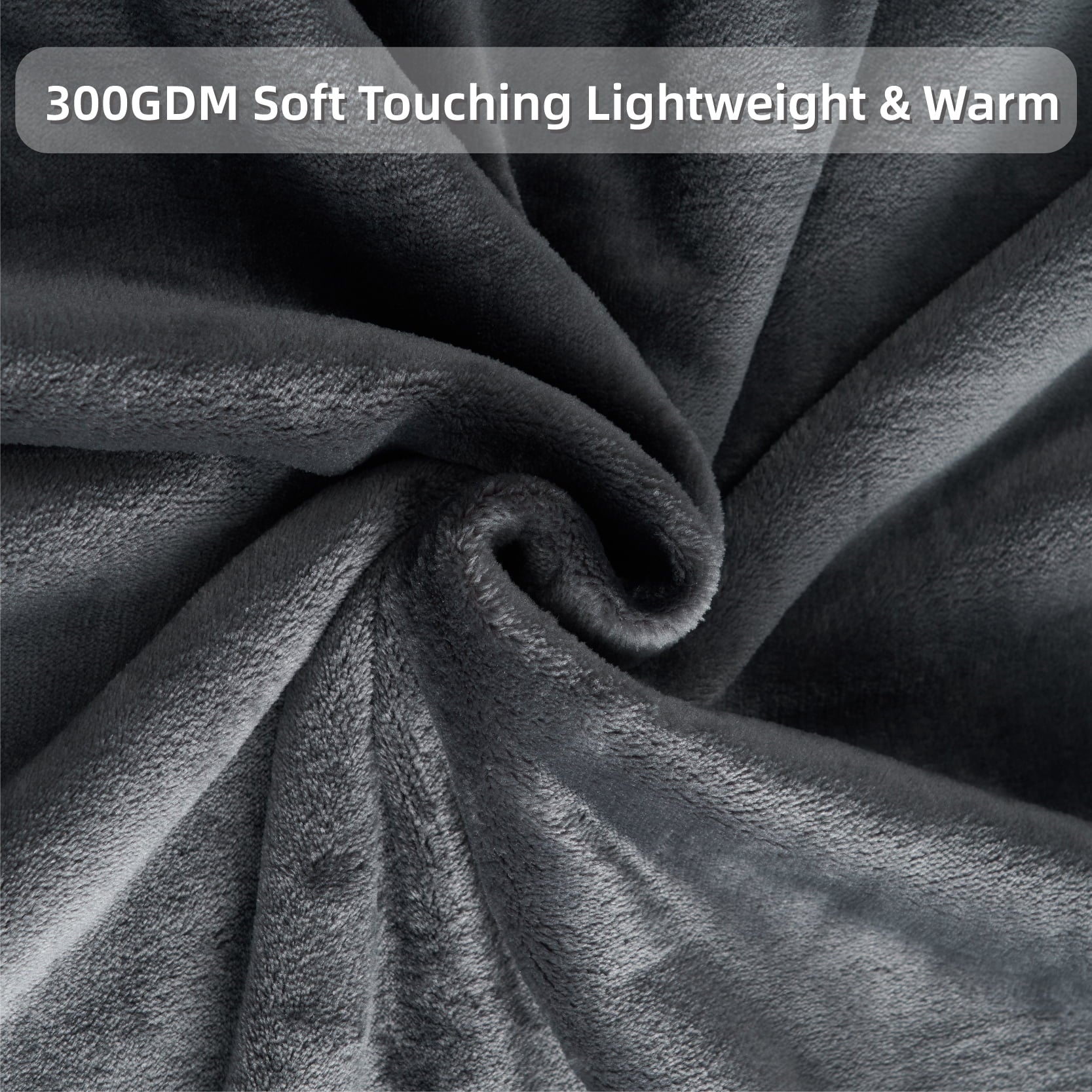 All Season Soft Blanket King Size Fuzzy Luxury Flannel Fleece Lightweight Microfiber Cozy Bed Blankets for Bed， Couch， Sofa， Camping， Travel(Dark Grey，90