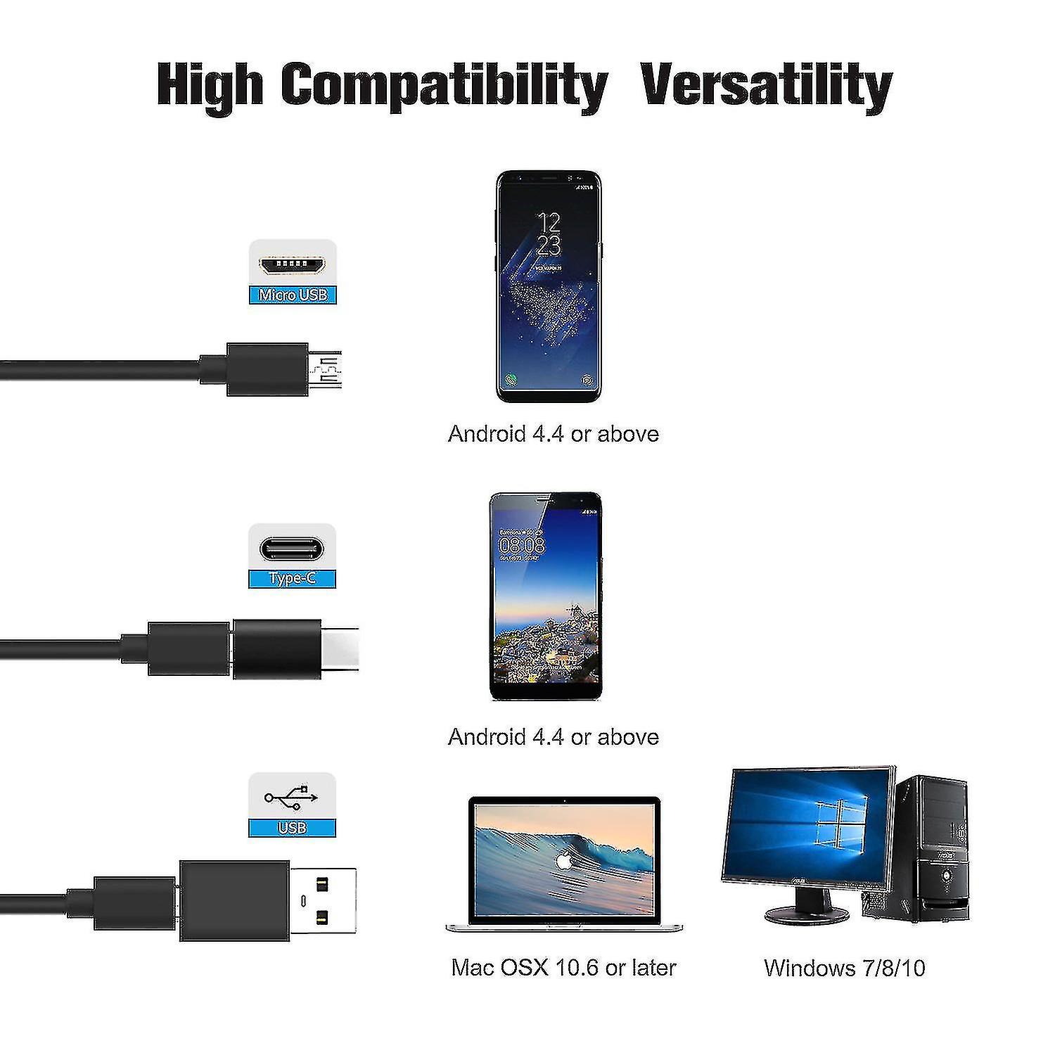 Type C Borescope Usb Inspection Camera Waterproof With Adjustable Led