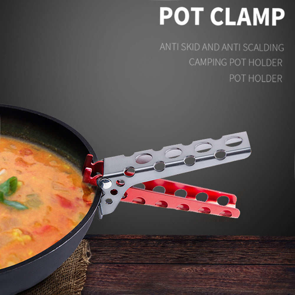 sundick Aluminum Pot Clamp Pan Handler Pot Lifter Cooking Gripper Camping Cookware Dish Holder