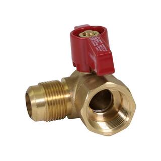 The Plumber's Choice 38 in. Flare x 12 in. Brass FIP Angle Gas Ball Valve LxFAGAS3812