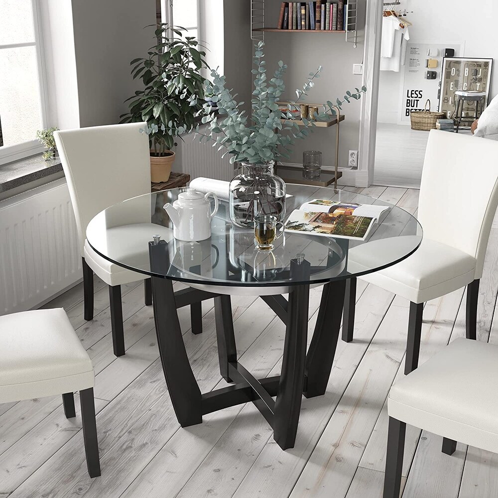 Faux Leather Dining Chairs Or Round Glass Dining Table