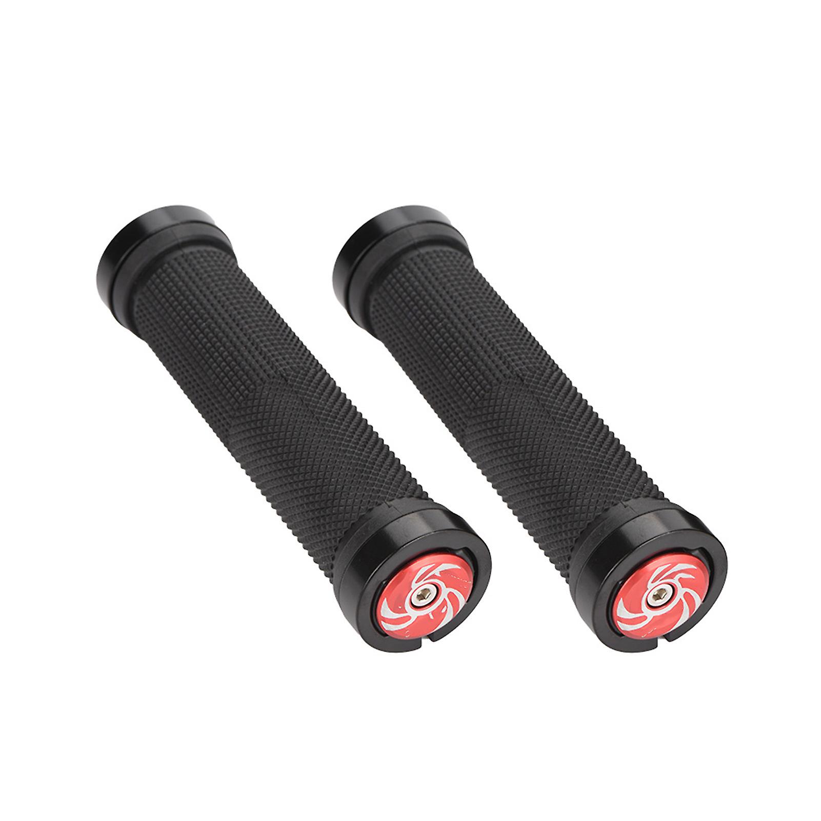 1 Pair Cycling Handle Bar End Bike Bicycle Lock On Handlebar Grips Accessory (red)