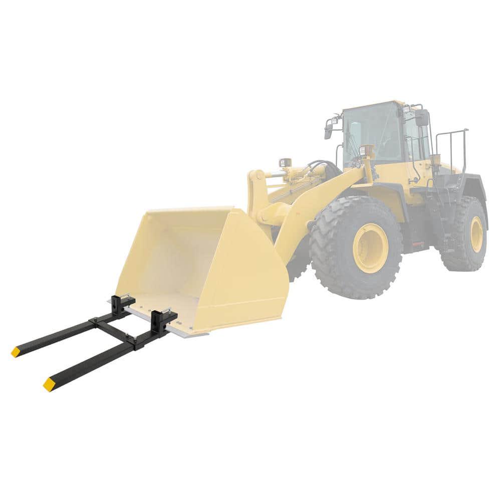 Karl home 1500 lbs 60 in ClampOn Pallet Forks Skid Steer Loader Bucket with Adjustable Stabilizer Ba