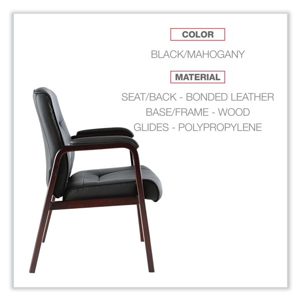 Alera Madaris Series Bonded Leather Guest Chair with Wood Trim Legs， 25.39