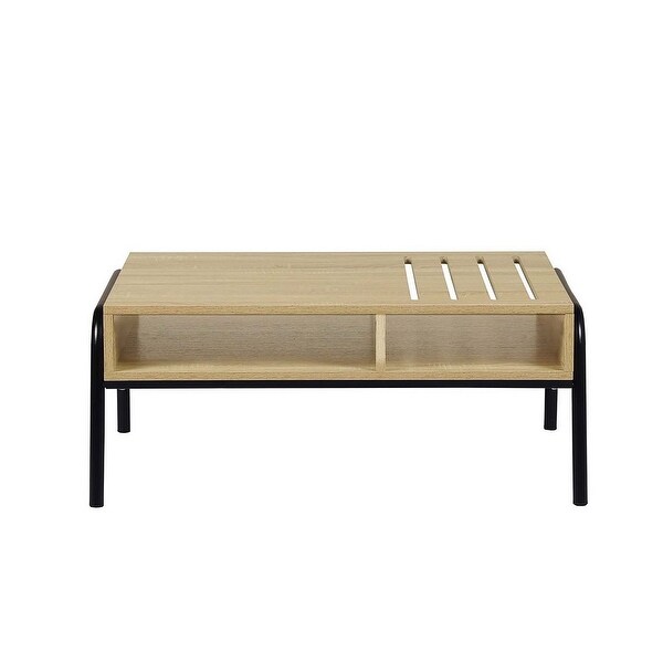 Metal Frame Coffee Table with Large Shelve Space