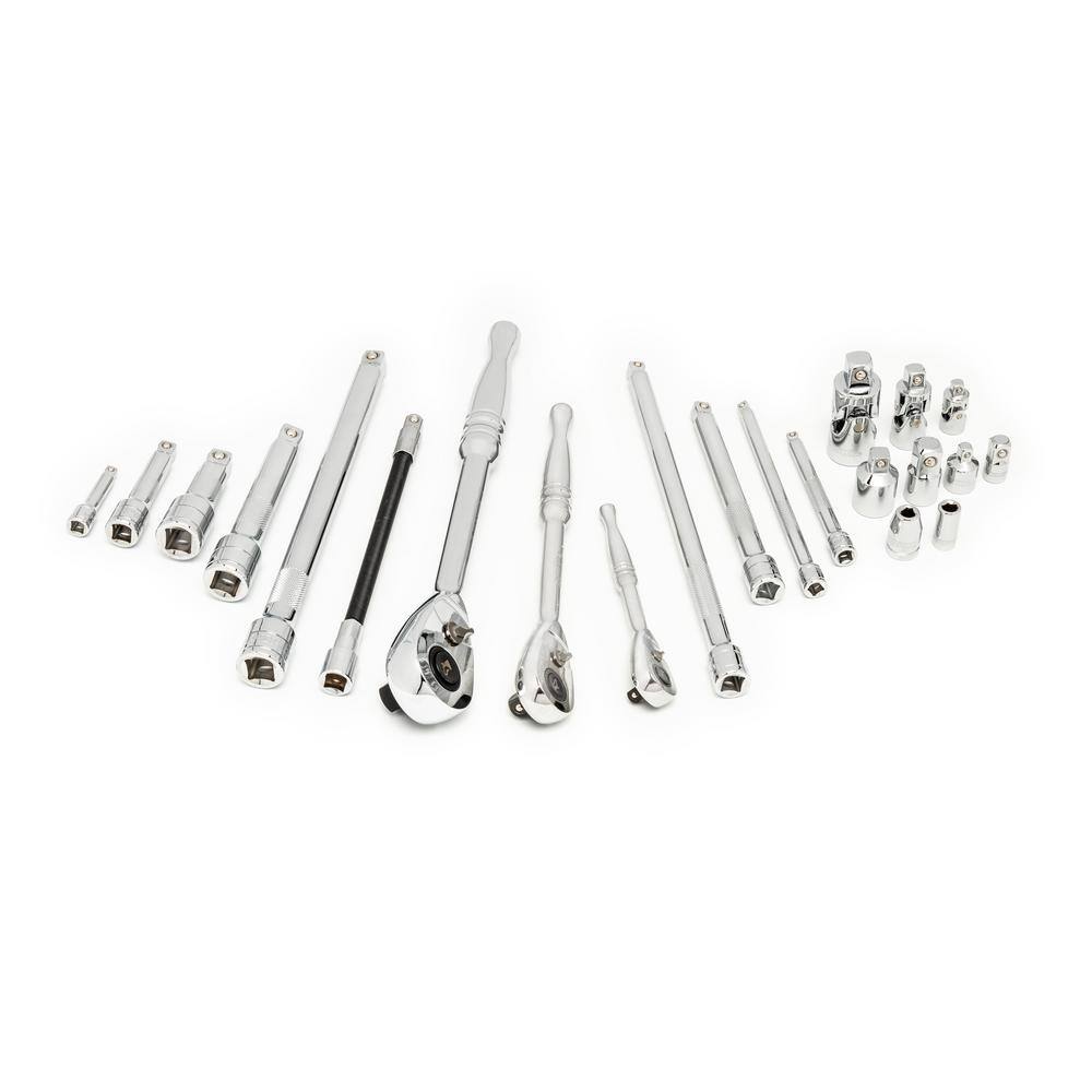 Husky 14 in. 38 in. and 12 in. 144-Position Ratchet and Accessory Set in EVA (22-Piece) H144RAT22PCEVA