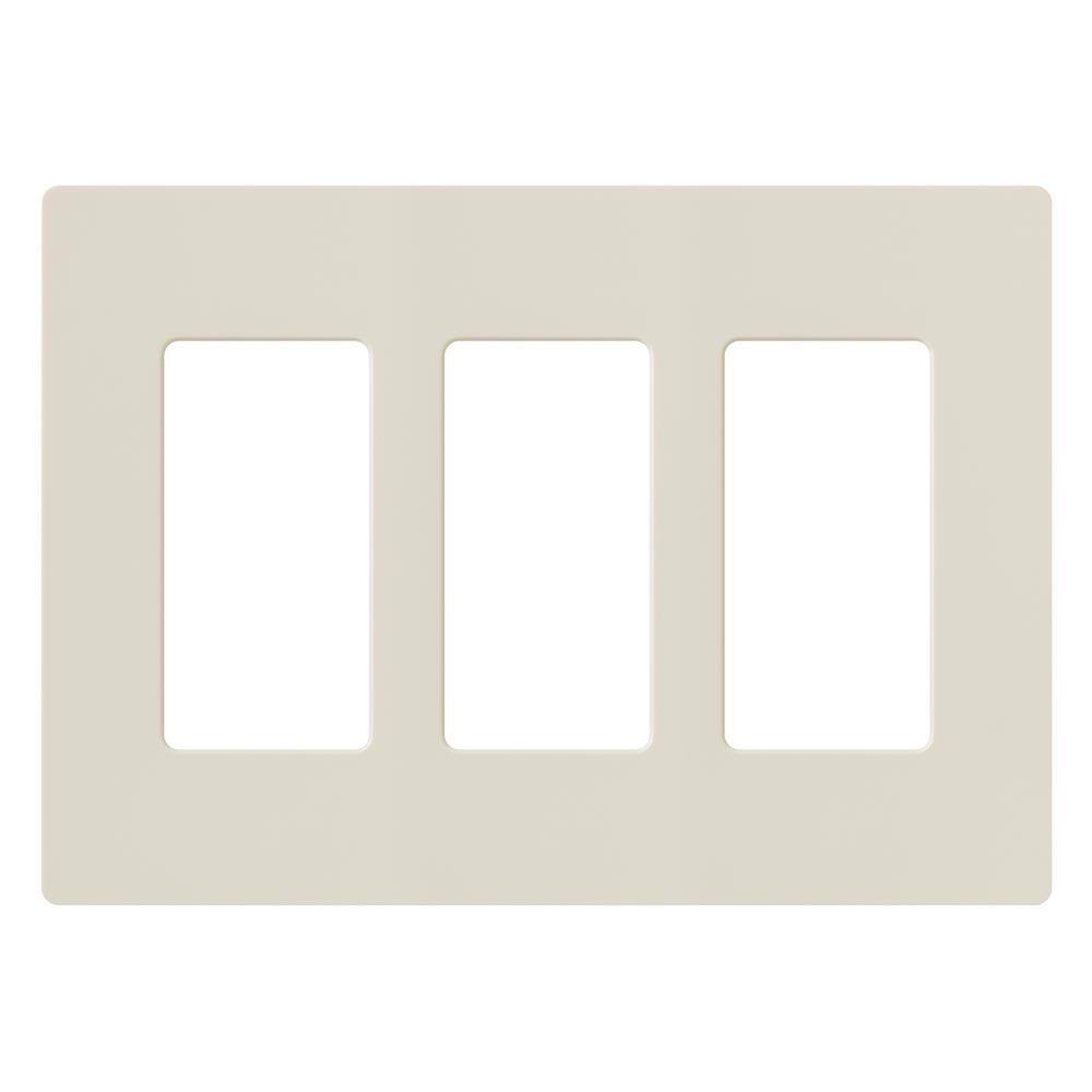 Lutron Claro 3-Gang DecoratorRocker Wallplate Gloss Light Almond (1-Pack) CW-3B-LA