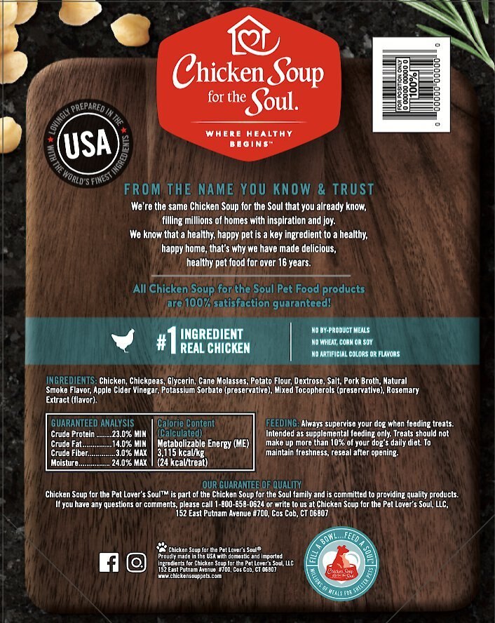 Chicken Soup for the Soul Savory Sticks Real Chicken Soft and Chewy Dog Treats， 32-oz bag