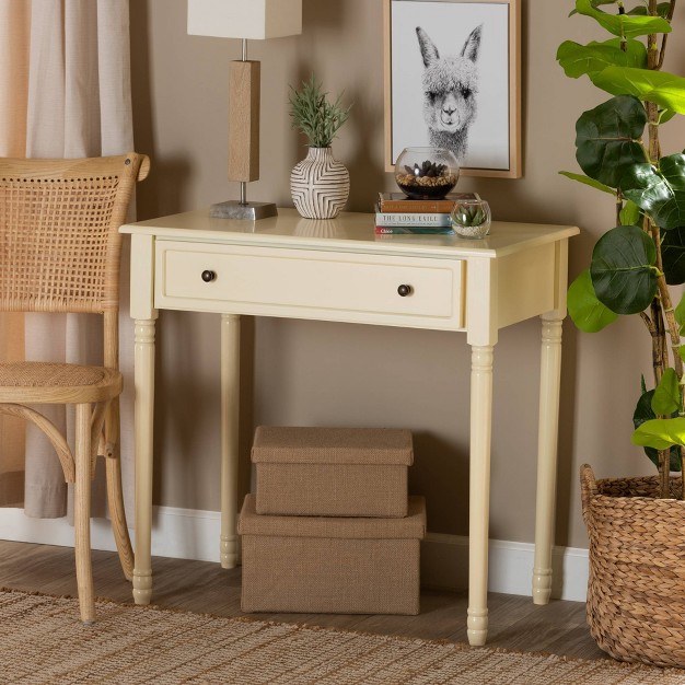 Mahler Wood 1 Drawer Console Table White Baxton Studio