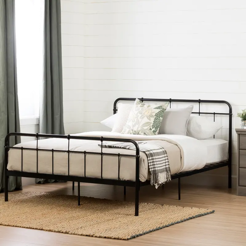 Versa Black Industrial Metal Full Platform Bed - South Shore