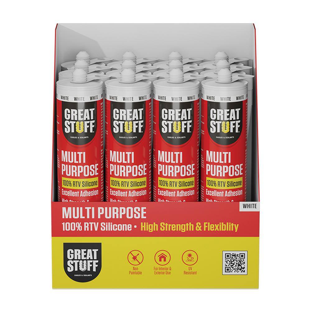 GREAT STUFF 10.1 fl. oz. White Multi-Purpose RTV Silicone Sealant (12-Pack) 99ALLP3001X12