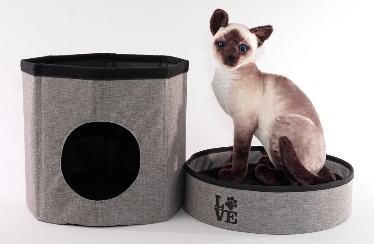 Precious Tails Home Base Circular 2-Tier Collapsible Cat Cave