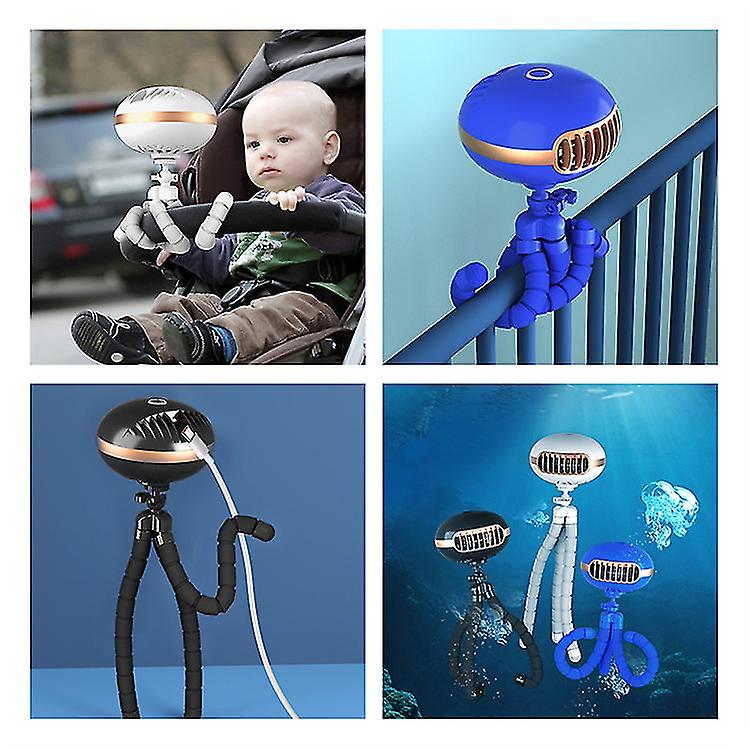 New Octopus Tripod Jellyfish Hand-held Fan Desktop Anti-clamp Hand Fan Electric Portable Baby Stroller Fan