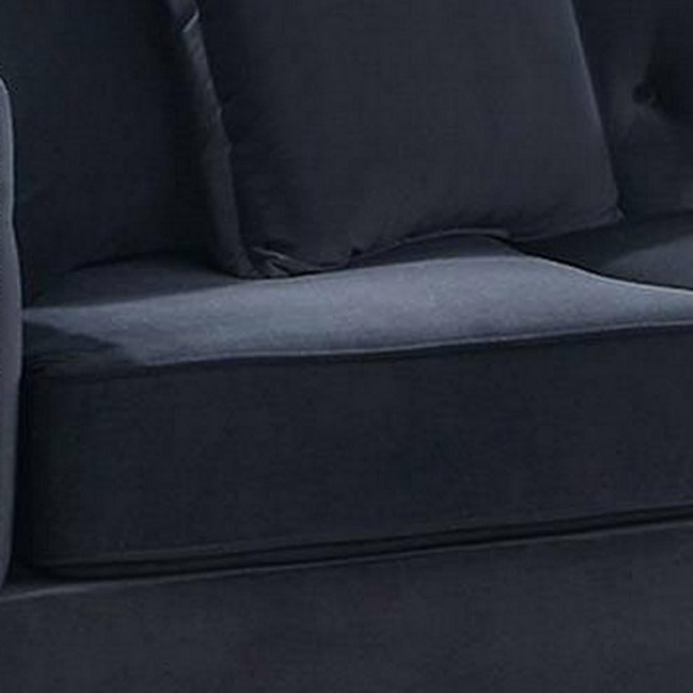 Mina 58 quotOne Arm Reversible Chaise  2 Pillows  Nailhead Trim  Black   Transitional   Indoor Chaise Lounge Chairs   by VirVentures  Houzz