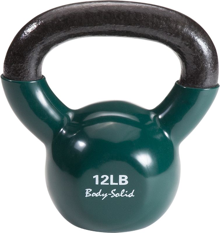 Body-Solid 12 lb Vinyl Dipped Green Kettlebell