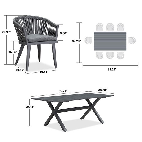 PURPLE LEAF Outdoor Dining Set with Patio Aluminium Dining Table and Wicker Rattan Chairs