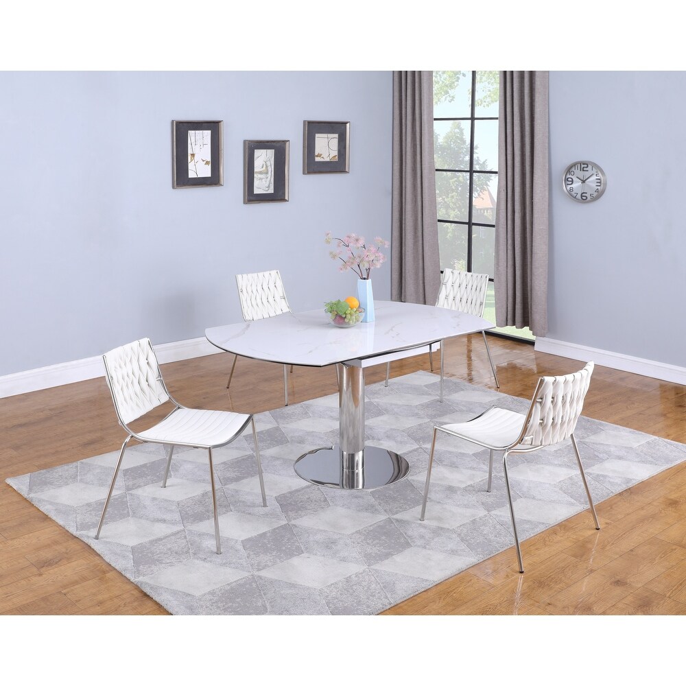 Somette Trevor Jazz White Extendable Dining Table