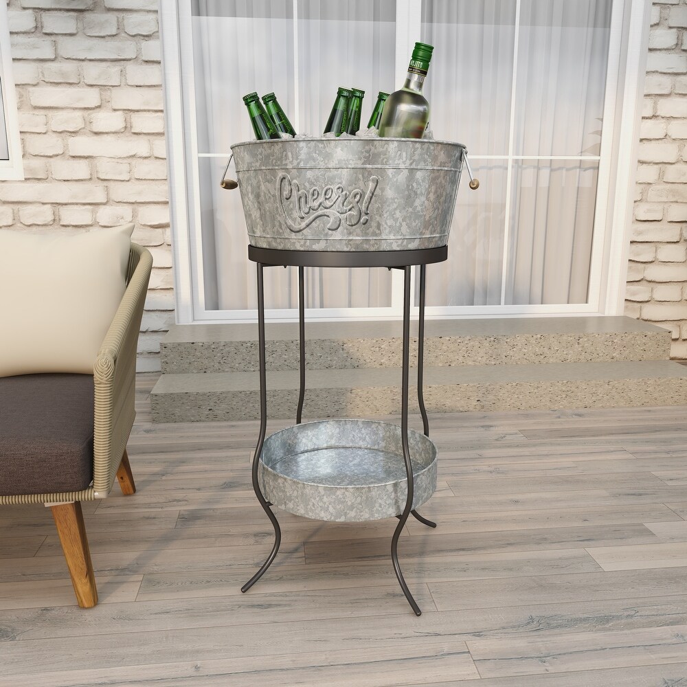 Grey Metal Contemporary Wine Holder 34 x 19 x 19   19 x 19 x 34Round