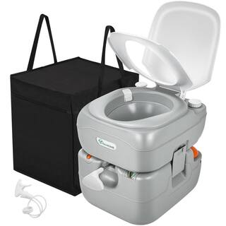 DEXTRUS 3.2 Gal. Gray Portable Toilet No Leakage Outdoor Camping Flush Toilet with Waste Tank HDPT0005907AV