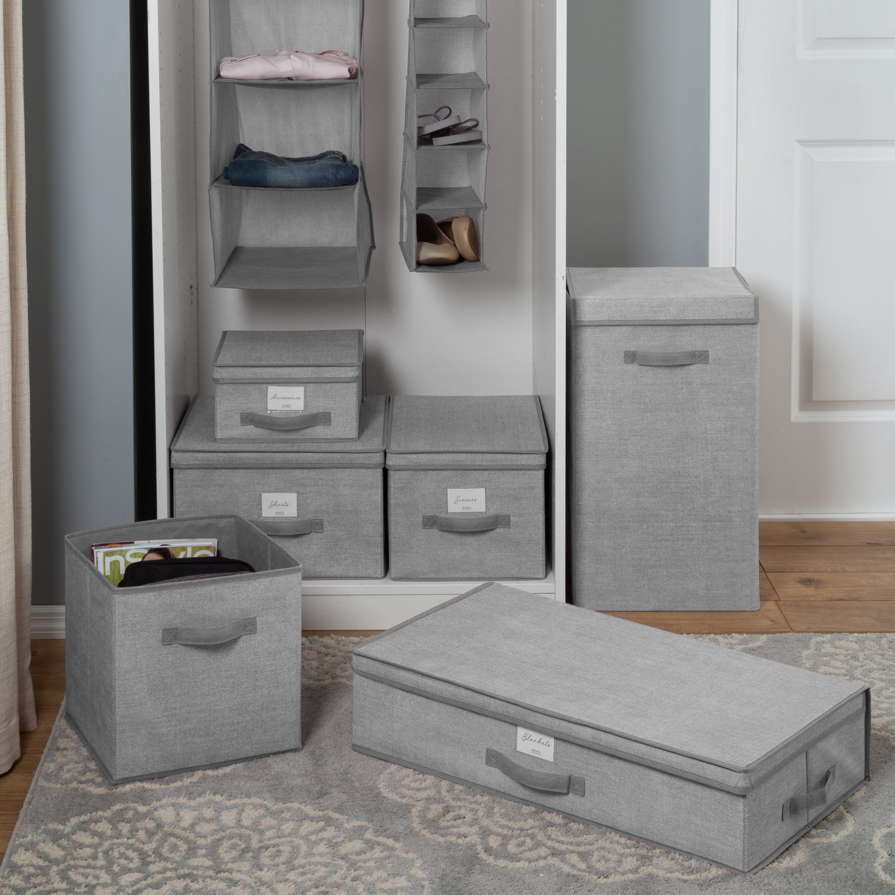 Simplify Under the Bed Storage Box Closet Organizer in Heather Grey