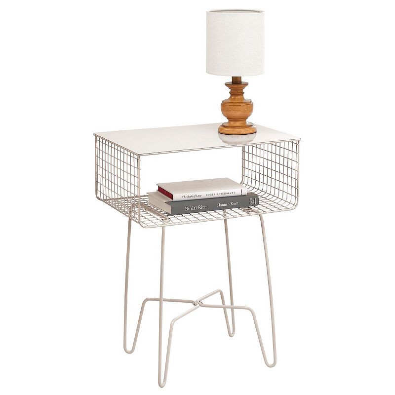 mDesign Modern Farmhouse Home Decor End Table， Metal Wire Storage Shelf