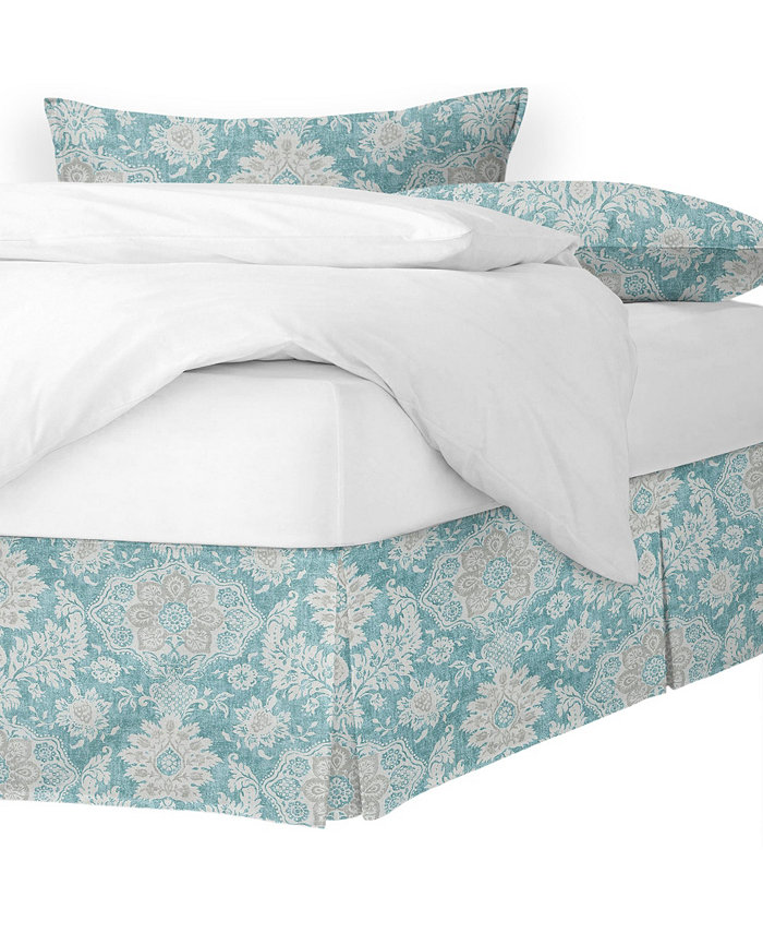 6ix Tailors Fine Linens Osha Aqua Teal Platform Bed Skirt Queen 15