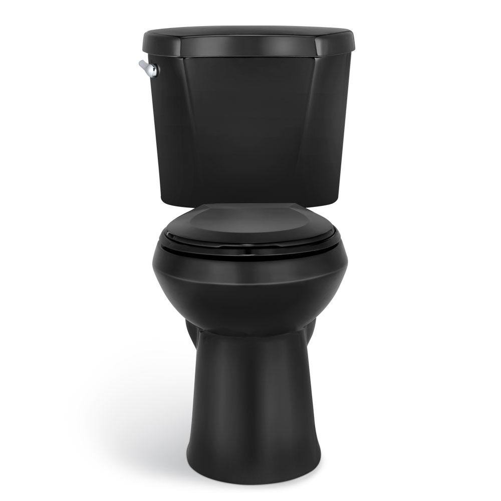 Glacier Bay 2-Piece 1.28 GPF High Efficiency Single Flush Round Front Toilet in Black N2428R-BLK