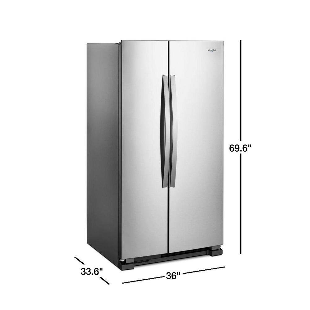 Whirlpool 25 cu. ft. Side by Side Refrigerator in Monochromatic Stainless Steel WRS315SNHM