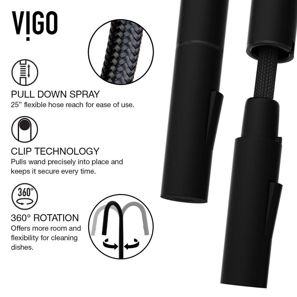 VIGO Greenwich Single Handle Pull-Down Sprayer Kitchen Faucet in Matte Black VG02029MB