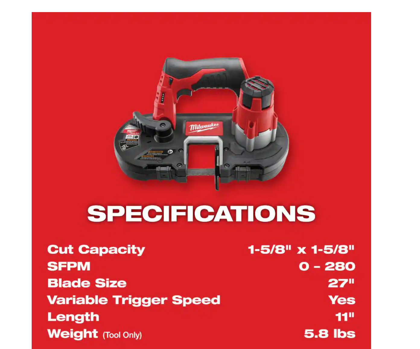 Milwaukee 2429-21XC-48-11-2460 M12 12-Volt Lithium-Ion Cordless Sub-Compact Band Saw XC Kit W/ 6.0Ah Battery