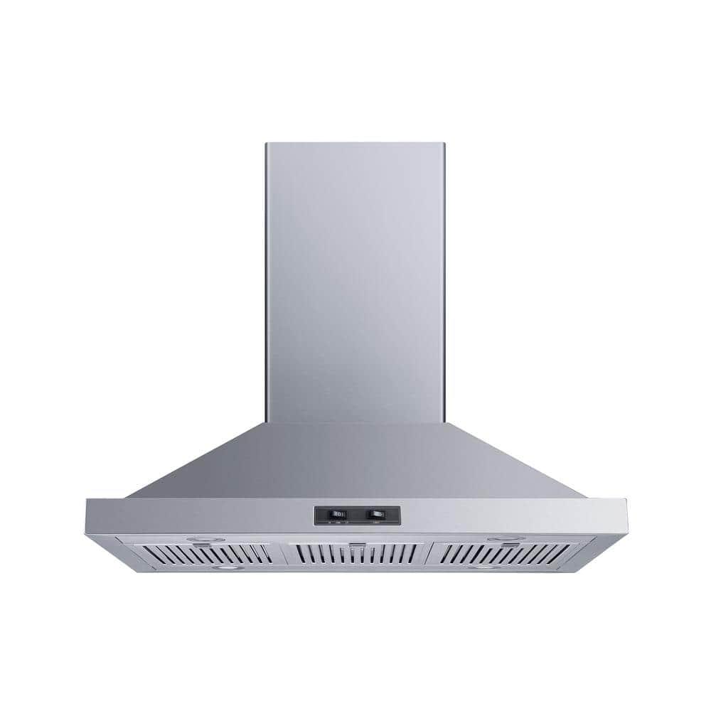 Winflo 36 in Convertible Island Mount Range Hood in Stainless Steel with Stainless Steel Baffle Filters and LED Lights