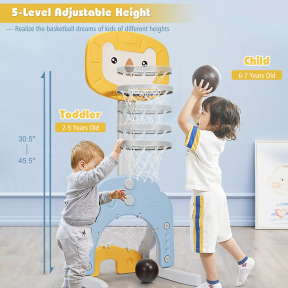 Costway 16874532 3 in 1 Adjustable Kids Basketball...