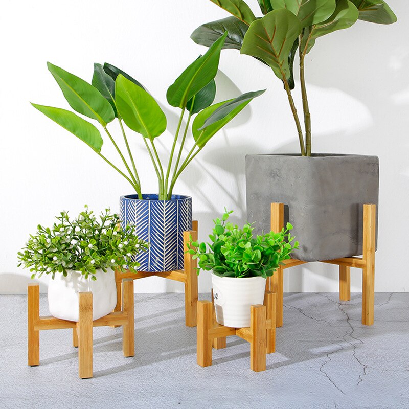 Durable Wood Planter Pot Trays Flower Pot Rack Strong Free Standing Bonsai Holder Home Garden Indoor Display Plant Stand