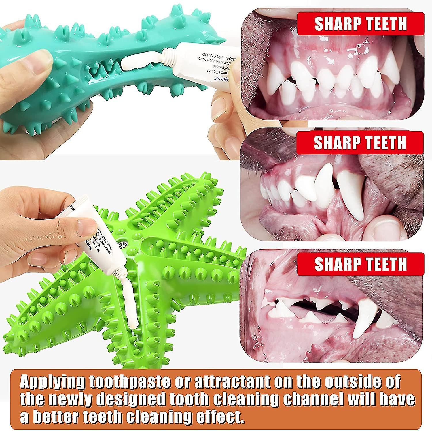 Dog Toothbrush Dog Chew Toy Bite Resistant Teeth Cleaning Stick Tpr Sound Toy 2 Pcs