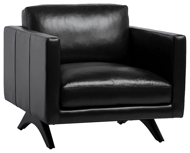 Geordi Armchair   Cortina Black Leather   Midcentury   Armchairs And Accent Chairs   by Rustic Home Furniture Deco  Houzz