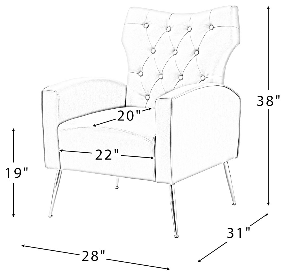 38 quotHigh Comfy Armchair With Metal Legs  Set of 2   Midcentury   Armchairs And Accent Chairs   by Karat Home  Houzz