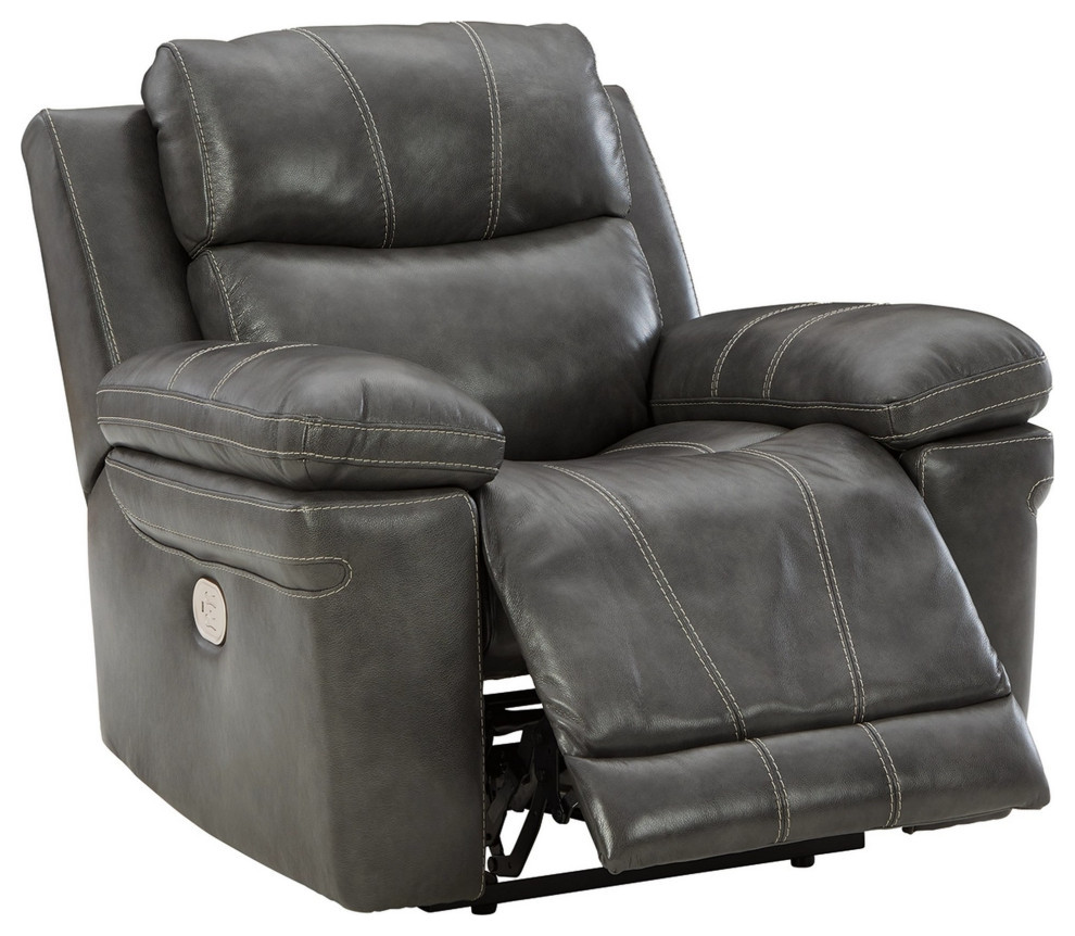 Power Recliner With Adjustable Headrest and Usb  Gray   Contemporary   Recliner Chairs   by VirVentures  Houzz