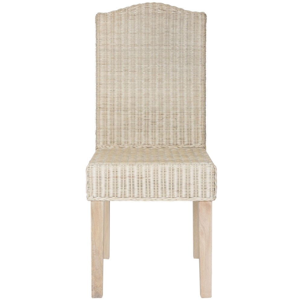 SAFAVIEH Dining Rural Woven Odette White Washed Wicker Dining Chairs (Set of 2)   17.3\