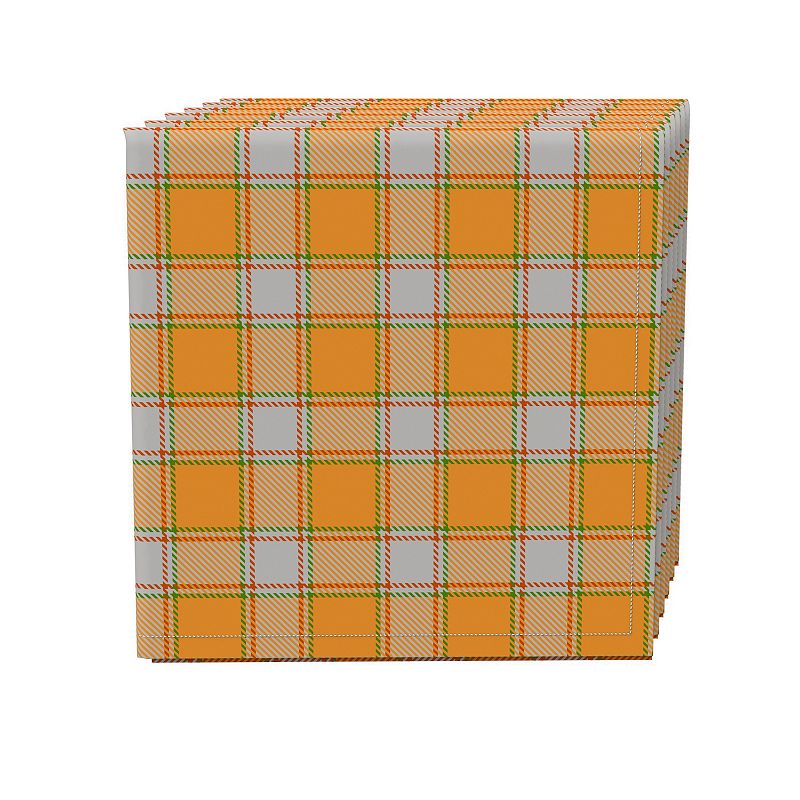 Napkin Set of 4， 100% Cotton， 20x20， Rustic Fall Color Plaid