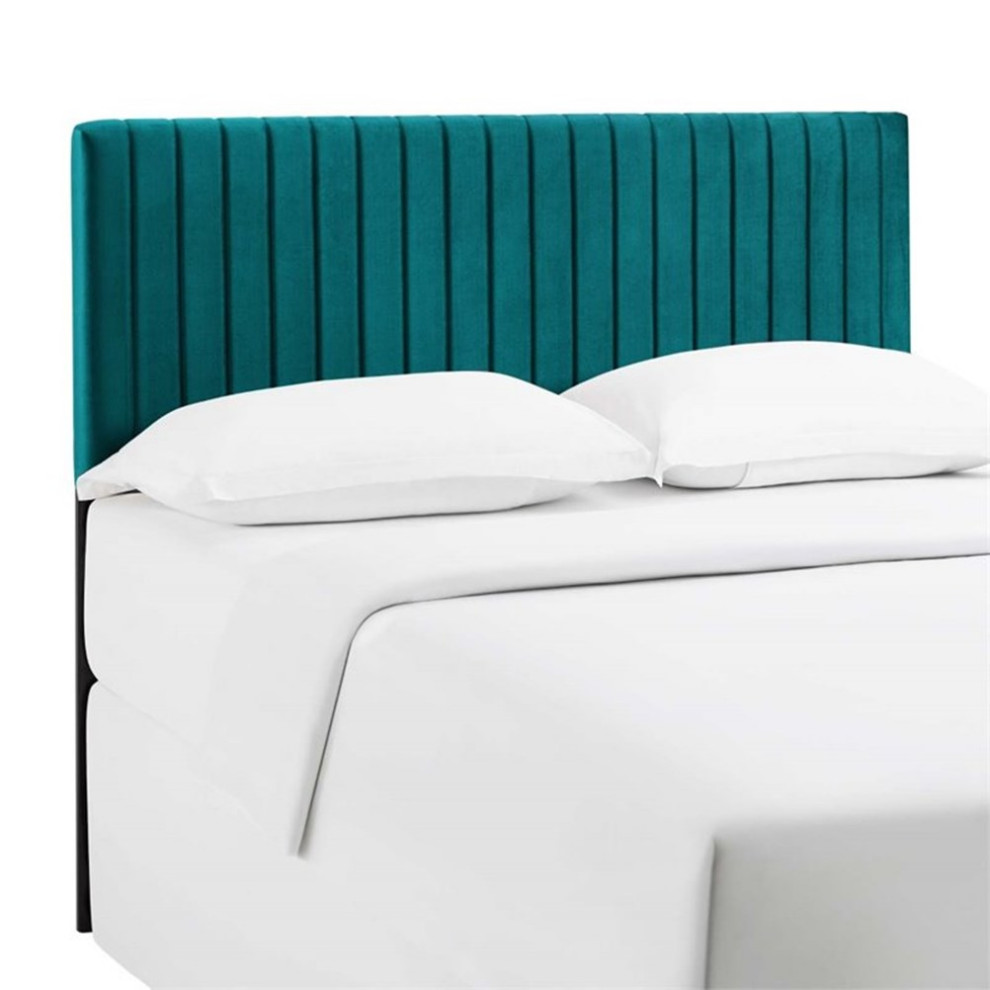 Modway Keira Velvet Full Queen Headboard in Teal   Contemporary   Headboards   by Homesquare  Houzz