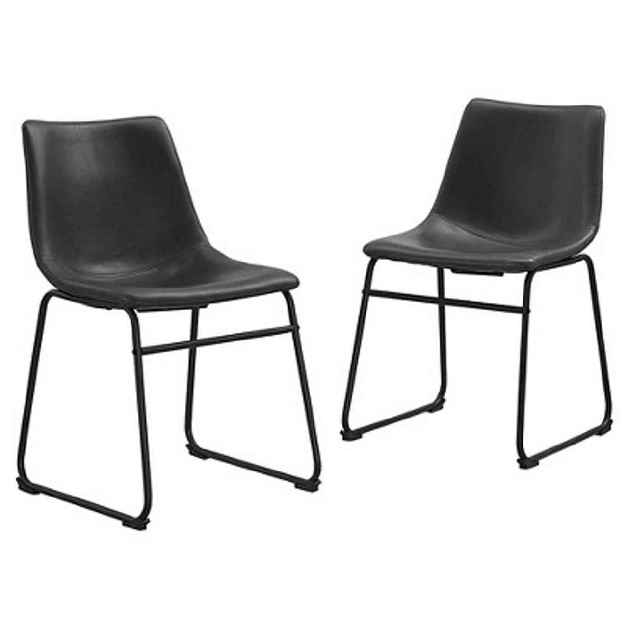 Set of 2 Laslo Modern Upholstered Faux Leather Dining Chairs Black - Saracina Home